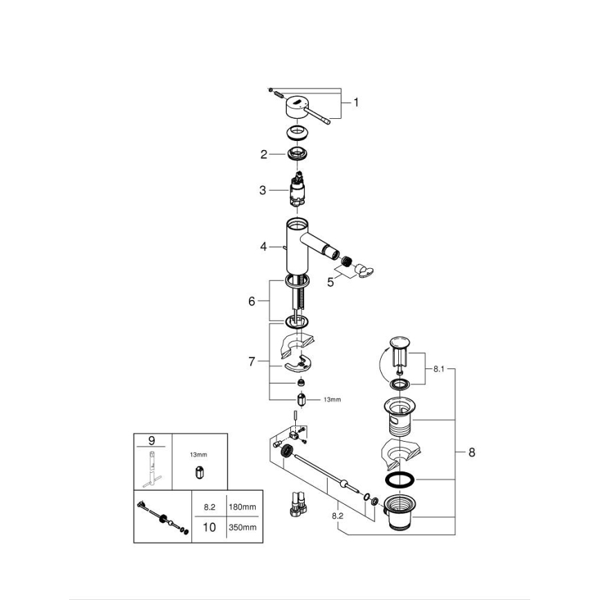 GROHE 32935001 - Misturador para bidé ESSENCE DN 15 cromado brilhante