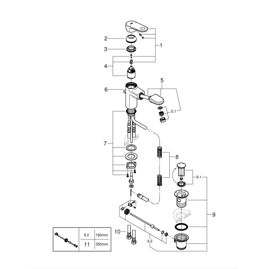 GROHE 33155002 - Misturadora monocomando para lavatório EUROPLUS DN 15, cromo brilhante