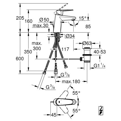 GROHE 33177002 - Misturador para lavatório EURODISC COSMOPOLITAN DN 15, acabamento cromado brilhante