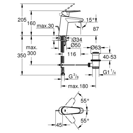 GROHE 3319020E - Torneira para lavatório EURODISC COSMOPOLITAN tamanho S cromado