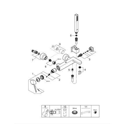 GROHE 33547003 - Conjunto de banheira com misturador PLUS, acabamento cromado brilhante
