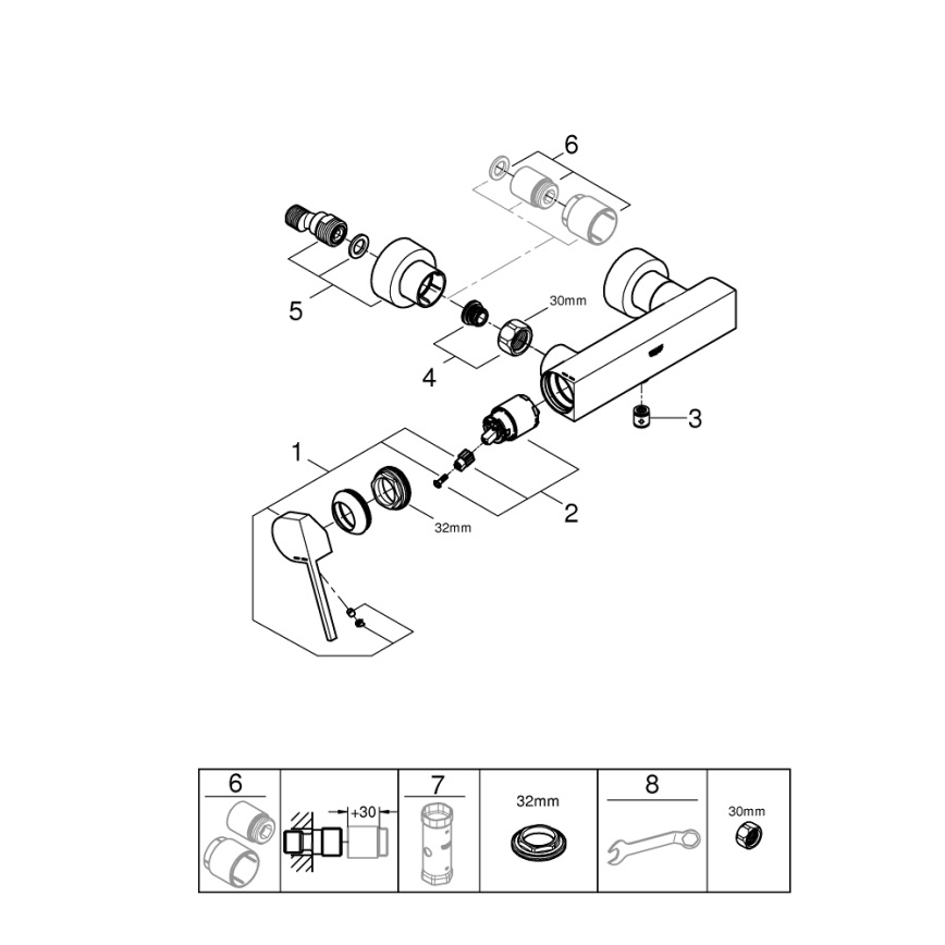 GROHE 33577003 - Misturador de duche PLUS DN 15 cromo brilhante
