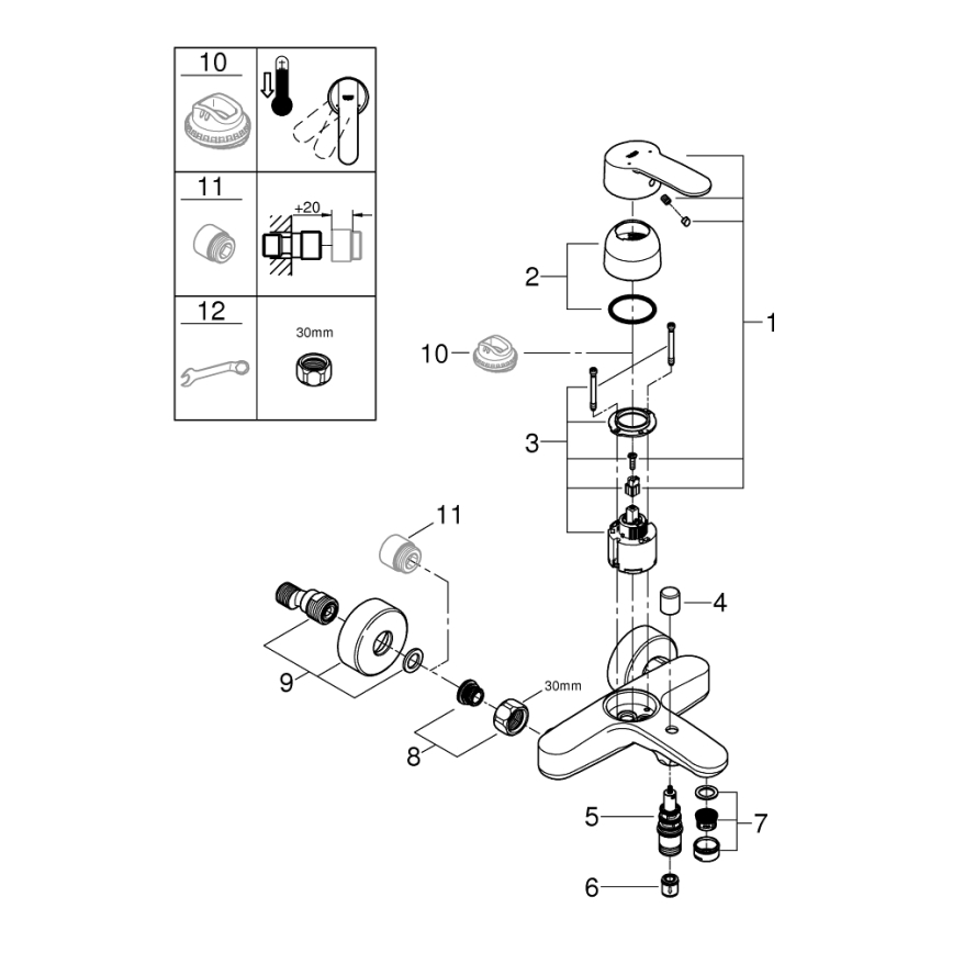 GROHE 33591002 - Misturador para banheira EUROSTYLE COSMOPOLITAN cromado brilhante