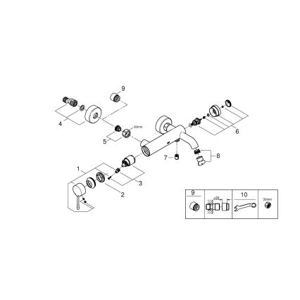 GROHE 33624001 - Bateria de banheira ESSENCE 193 mm, cromado brilhante