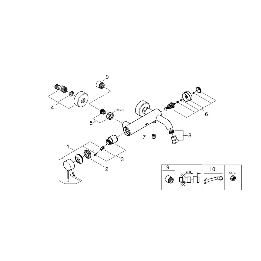 GROHE 33624DL1 - Misturador para banheira ESSENCE 193 mm, cobre escovado