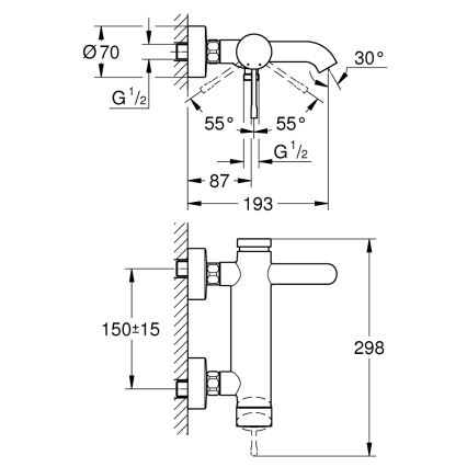 GROHE 33624DL1 - Misturador para banheira ESSENCE 193 mm, cobre escovado