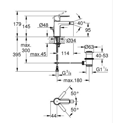 GROHE 33848AL1 - Misturador para bidé LINEARE tamanho S grafite