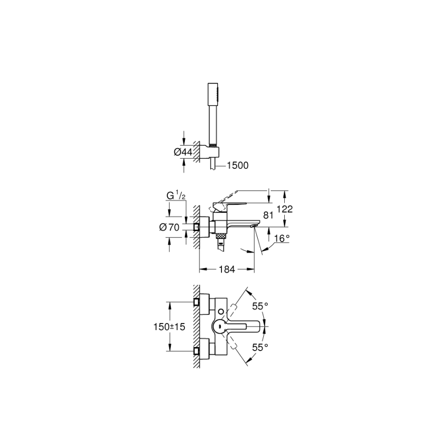 GROHE 33850001 - Misturador de banheira LINEARE DN 15 acabamento cromado brilhante