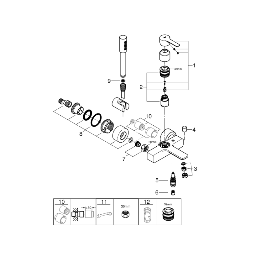 GROHE 33850001 - Misturador para banheira LINEARE DN 15 cromado brilhante