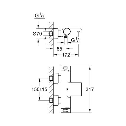 GROHE 34174001 - Misturador termostático para banheira GROHTHERM 2000, 172 mm, cromado brilhante