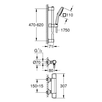 GROHE 34237003 - Misturador termostático para duche PRECISION TREND 150 mm cromado