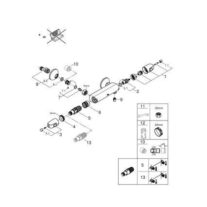 GROHE 34550000 - Misturador termostático para duche GROHTHERM 1000 DN 15 cromado