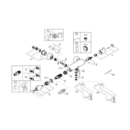 GROHE 34666000 - Misturador termostático médico DN 15, cromado brilhante
