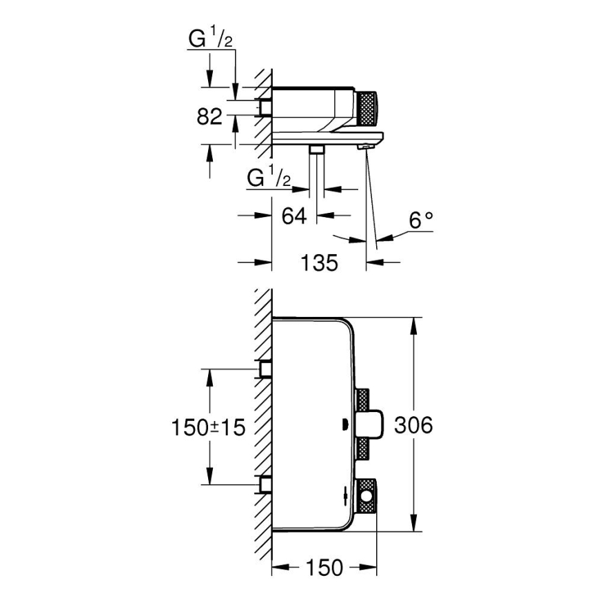 GROHE 34718000 - Misturador termostático para banheira GROHTHERM SMARTCONTROL 12” cromado