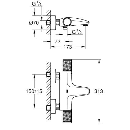 GROHE 34788000 - Misturadora termostática para banheira PRECISION FEEL DN 15 cromado brilhante