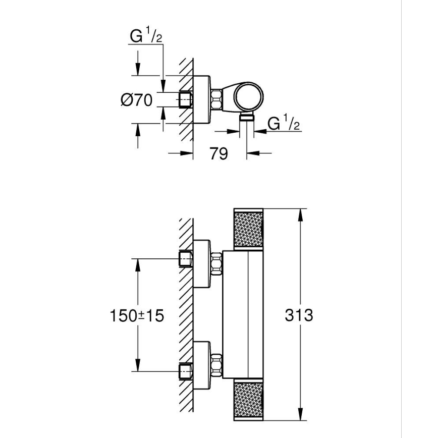 GROHE 34790000 - Bateria termostática de duche PRECISION FEEL DN 15 cromada