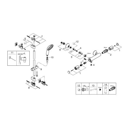 GROHE 34800001 - Conjunto de duche com misturador termostático PRECISION FLOW 600 mm cromado brilhante