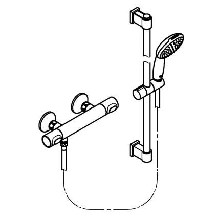 GROHE 34800001 - Conjunto de duche com misturador termostático PRECISION FLOW 600 mm cromado brilhante