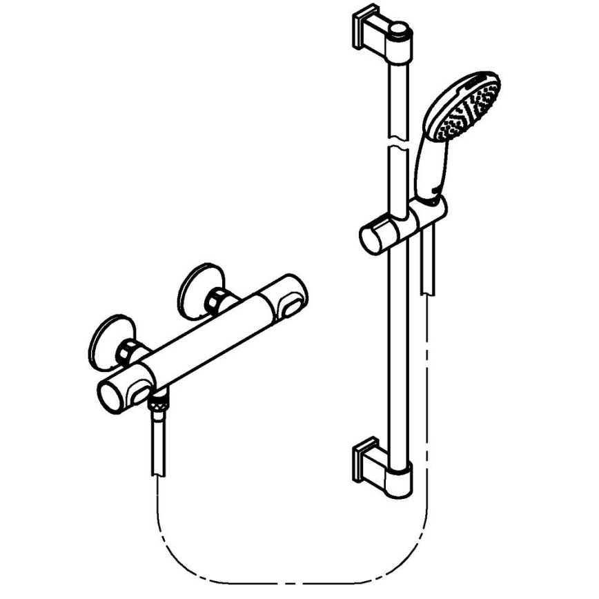 GROHE 34805001 - Conjunto de duche com misturador termostático PRECISION FLOW DN 15, cromo brilhante