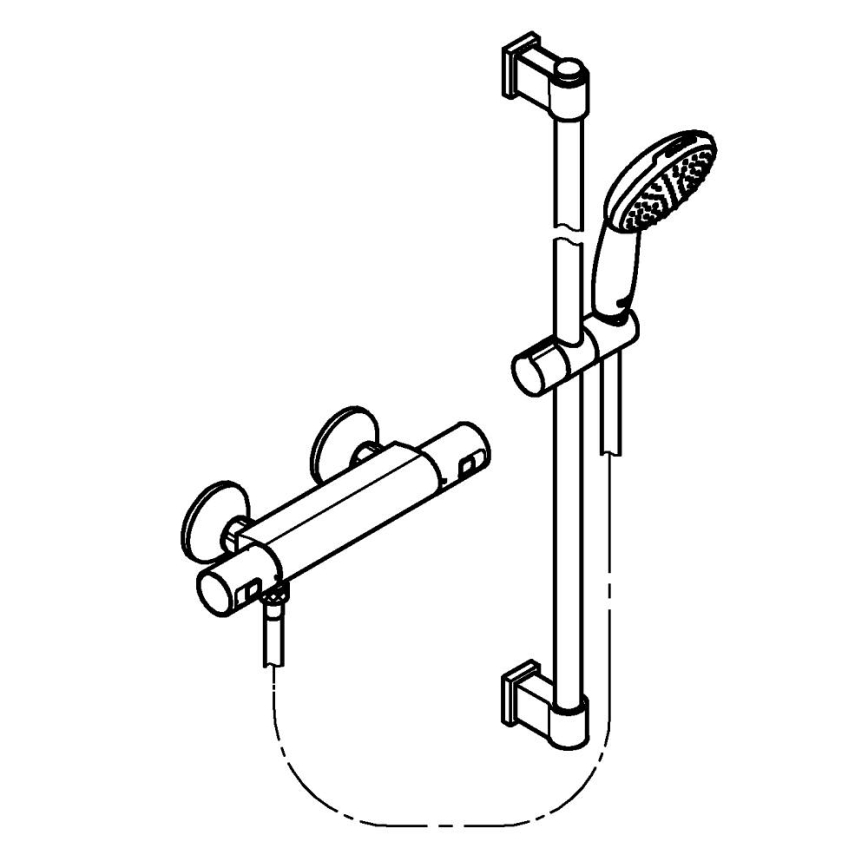 GROHE 34854001 - Conjunto de duche com misturador termostático PRECISION START 900 mm cromado brilhante