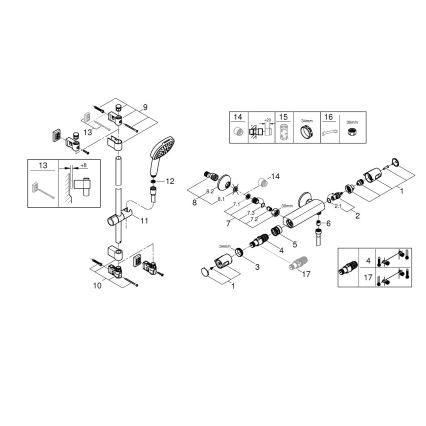 GROHE 34855003 - Conjunto de duche com misturador termostático PRECISION TREND 150 mm, acabamento cromado brilhante