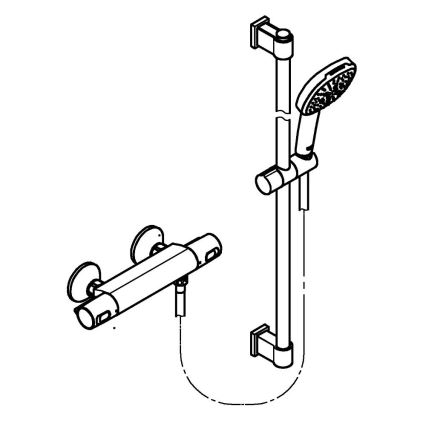 GROHE 34855003 - Conjunto de duche com misturador termostático PRECISION TREND 150 mm, acabamento cromado brilhante