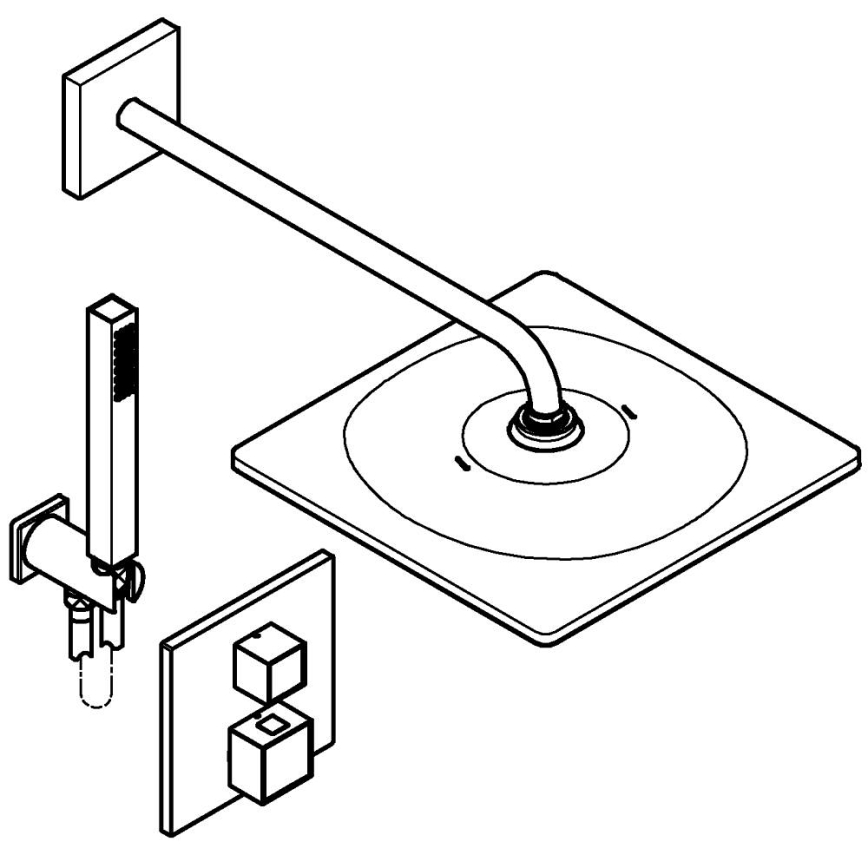 GROHE 34879000 - Sistema de duche encastrado PRECISION CUBE 310 × 310 mm cromado