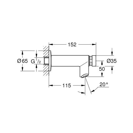 GROHE 36266000 - Válvula de parede com fecho automático EUROECO COSMOPOLITAN T DN 15 cromado