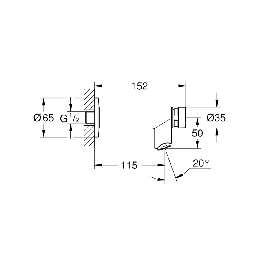 GROHE 36266000 - Válvula de parede com fecho automático EUROECO COSMOPOLITAN T DN 15 cromado