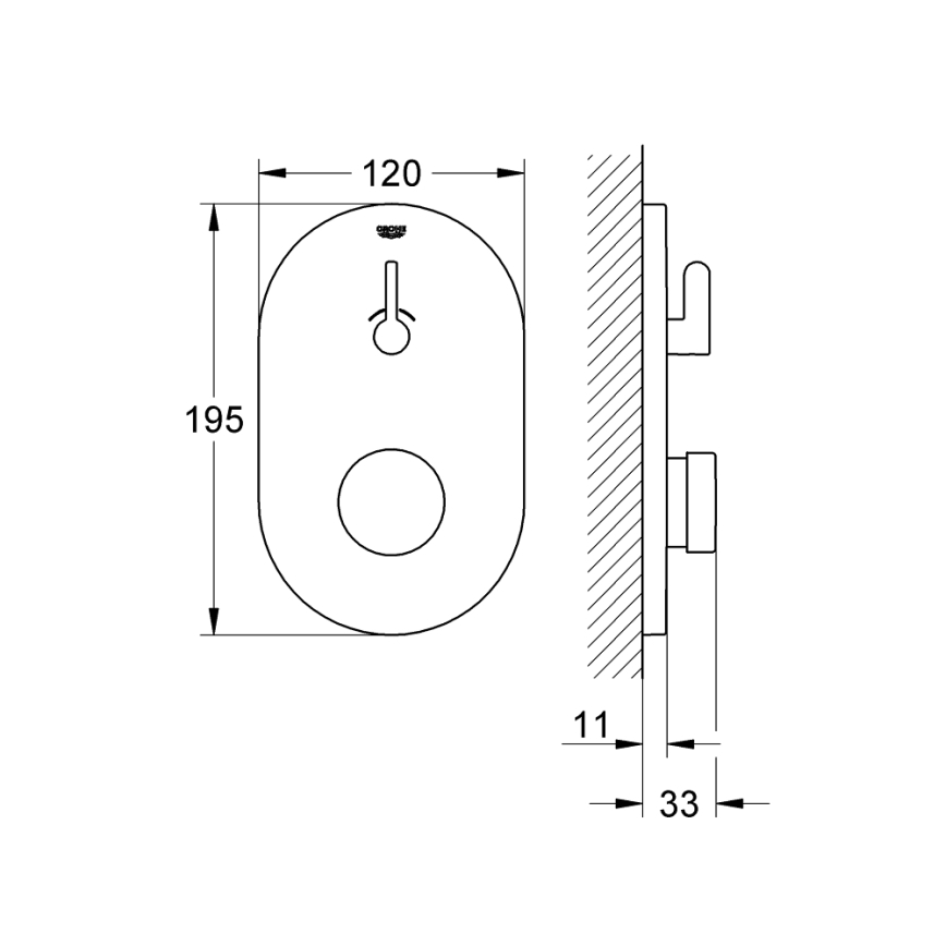 GROHE 36321000 - Misturador de duche temporizado EUROSMART COSMOPOLITAN T cromado