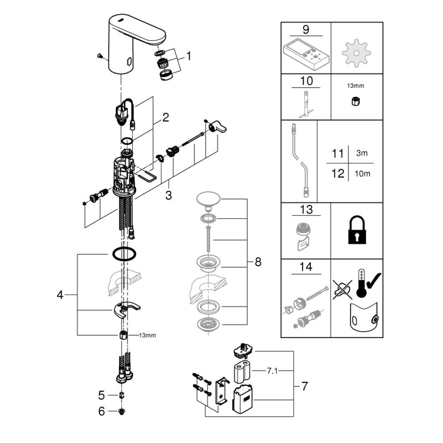 GROHE 36366002 - Torneira electrónica para lavatório GET E, cromado brilhante