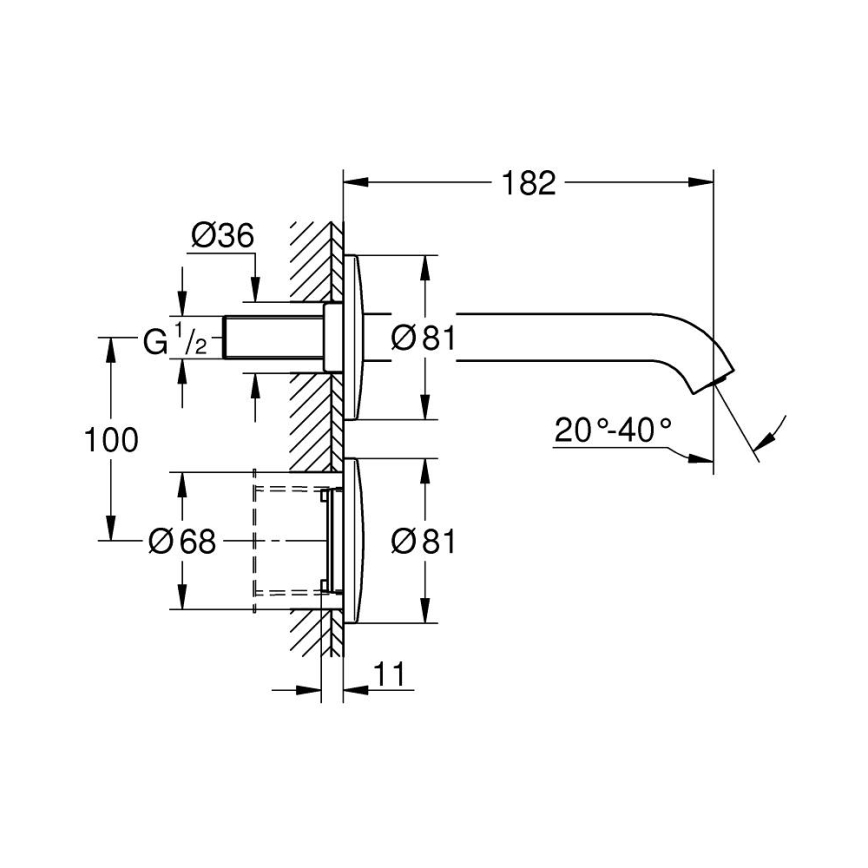 GROHE 36447000 - Torneira eletrônica com sensor infravermelho ESSENCE E 182 mm cromado brilhante