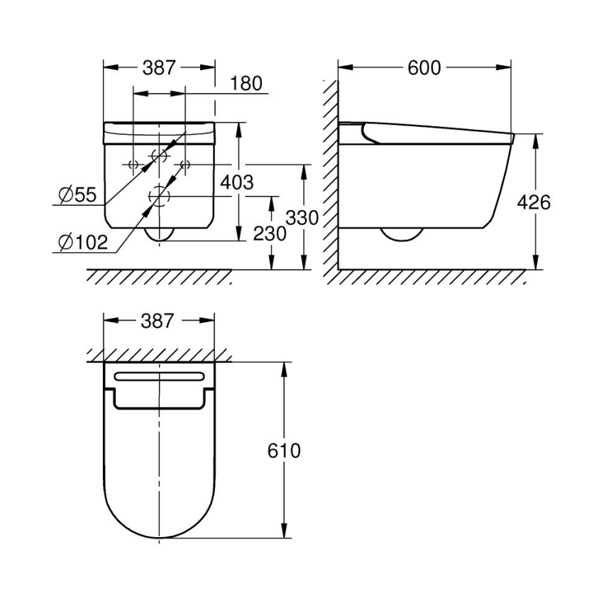 GROHE 36507SH0 - Sanita com bidé integrado SENSIA 600 × 387 × 403 mm cerâmica/branco