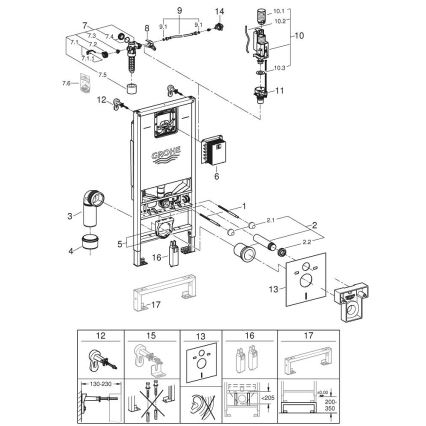 GROHE 36509SH0 - Conjunto 4 em 1 RAPID SLX 1,13 m em inox
