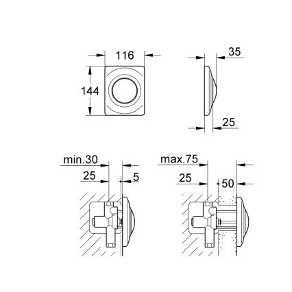 GROHE 37018SH0 - Placa de acionamento SURF 116 × 144 mm branca