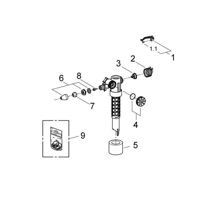 GROHE 37095000 - Válvula de enchimento 38” cromado brilhante