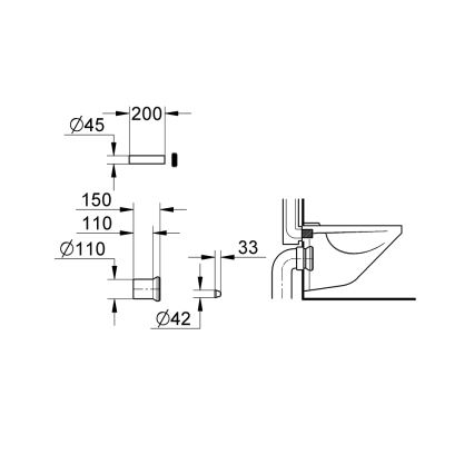GROHE 37104K00 - Conjunto de alimentação e drenagem para sanita, preto