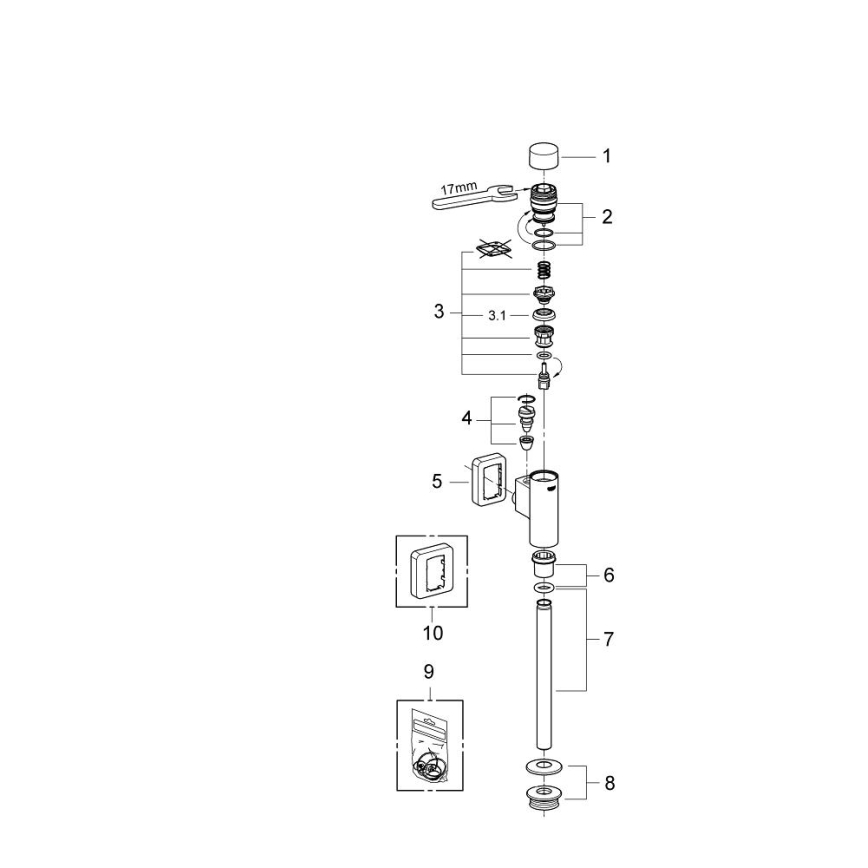 GROHE 37339000 - Válvula de descarga para mictório RONDO 12” cromado brilhante