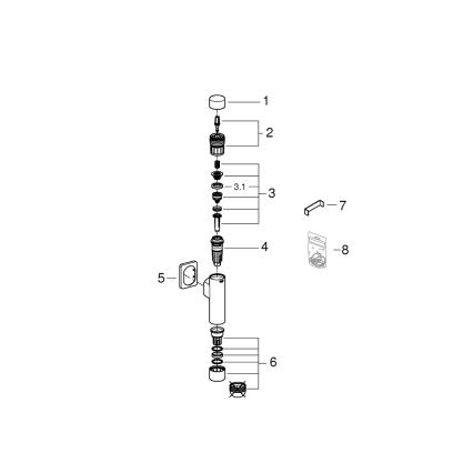 GROHE 37349000 - Válvula de descarga pressurizada RONDO A.S. 3” cromado brilhante