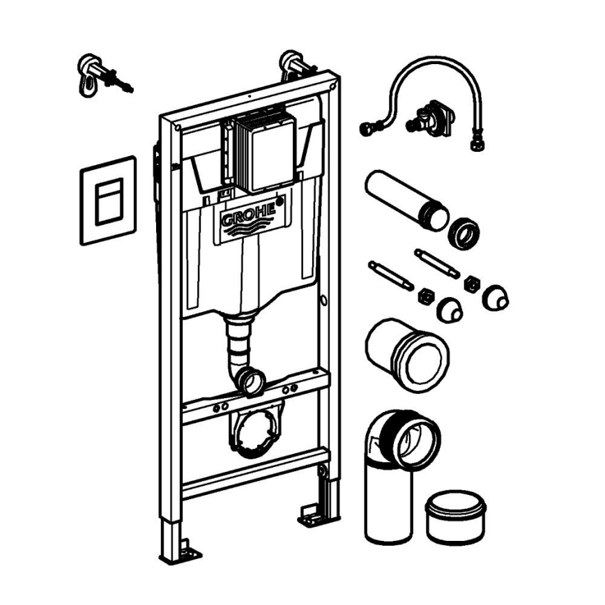 GROHE 388112430 - Conjunto 3 em 1 para WC SOLIDO 1,13 m cromo mate