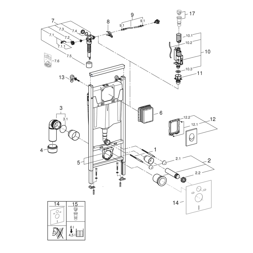 GROHE 38839000 - Conjunto 3 em 1 para WC RAPID SL 1,13 m