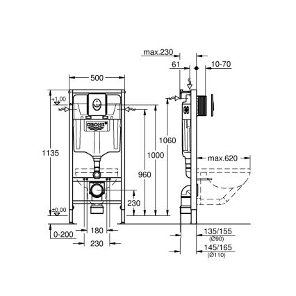 GROHE 38839000 - Conjunto 3 em 1 para WC RAPID SL 1,13 m
