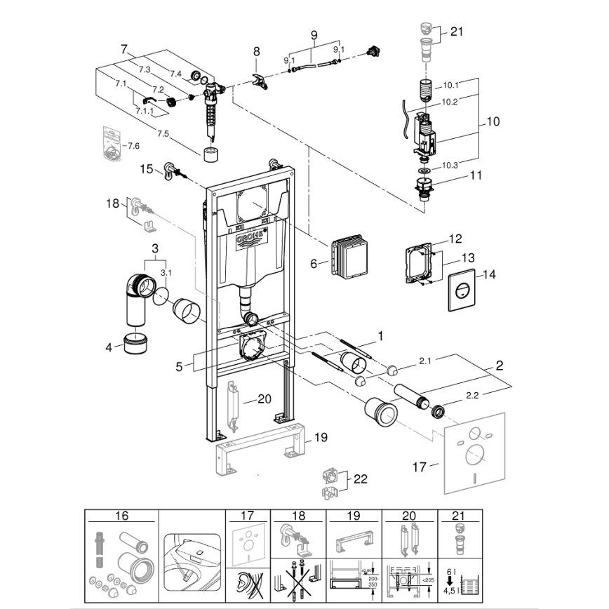 GROHE 38860000 - Conjunto 3 em 1 RAPID SL 1,13 m
