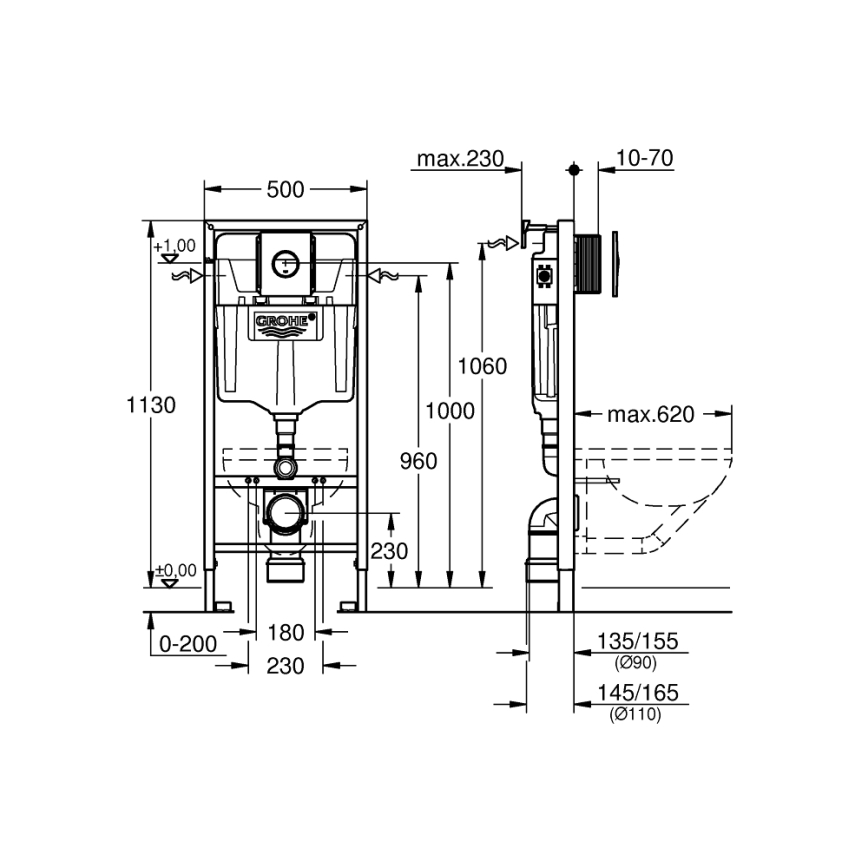 GROHE 38860000 - Conjunto 3 em 1 RAPID SL 1,13 m