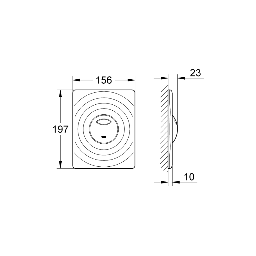 GROHE 38861000 - Botão de acionamento SURF 156 × 197 mm cromado brilhante