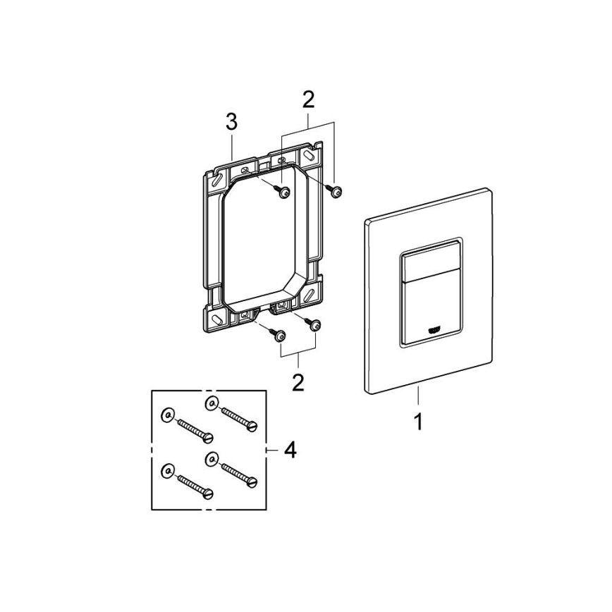 GROHE 38966000 - Botão de acionamento EVEN 156 × 197 mm cromado brilhante