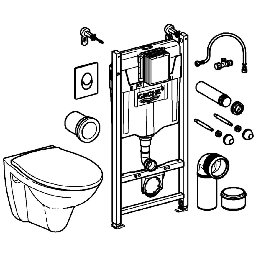 GROHE 39116000 - Conjunto 4 em 1 com cerâmica SOLIDO COMPACT 1,13 m