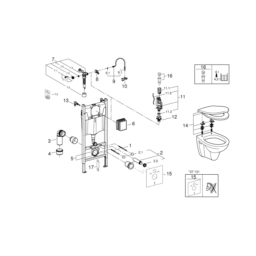 GROHE 39116000 - Conjunto 4 em 1 SOLIDO COMPACT 1,13 m branco durável