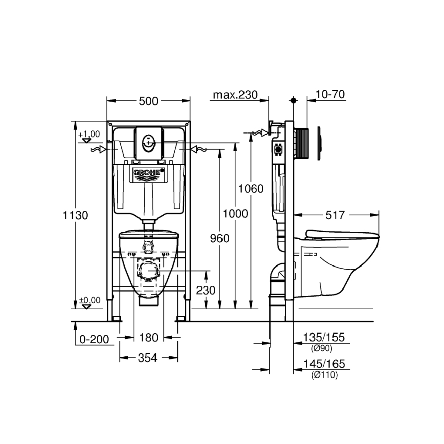 GROHE 39192000 - Conjunto 4 em 1 SOLIDO 1,13 m branco durável
