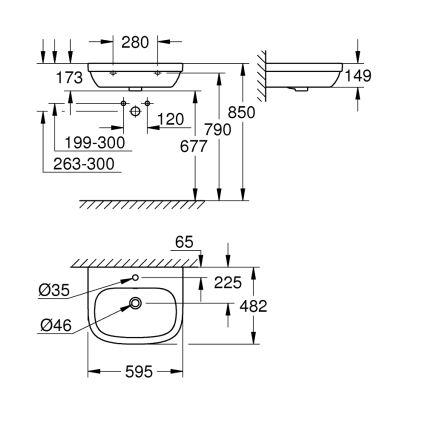 GROHE 39335000 - Lavatório EURO CERAMIC 595 × 482 mm cerâmica/branca